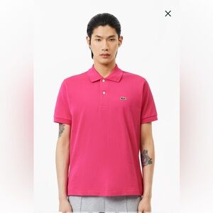 Lacoste Mens Fuschia Pink 100% Cotton Pique L. 12.22 Short Sleeve Polo Shirt XXL